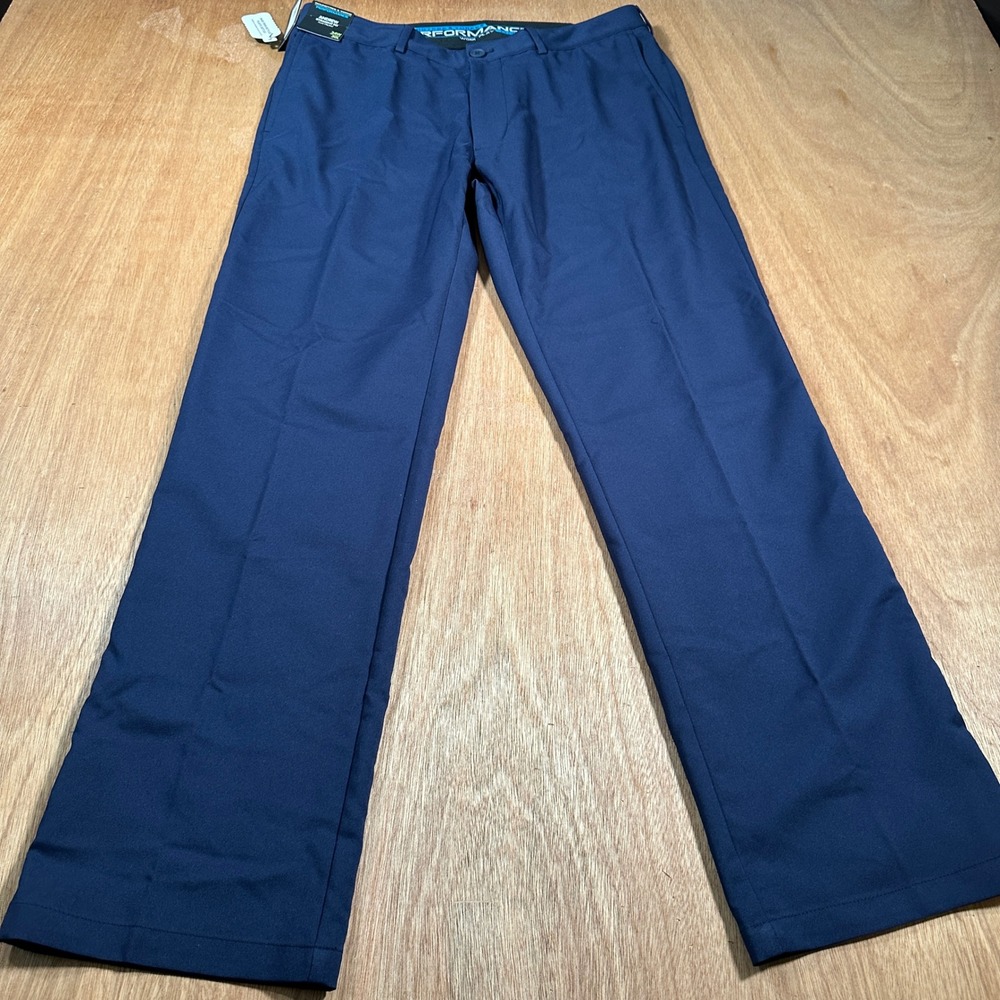 Roundtree & Yorke Performance Pants Mens 34x30 Blue Andrew Straight Fit NWT